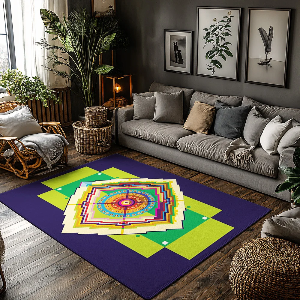 

Unique Bohemian Area Rug Non-Slip Floor Mat Modern Abstract Geometric Pattern Living Room Decor Home Accent Rug Indoor Outdoor C