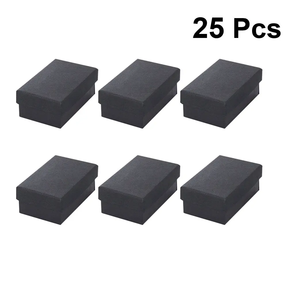 

25Pcs Kraft Paper Jewelry Box Black Retro Style Storage for Ring Stud Necklace Brooch Small Accessories Organizer