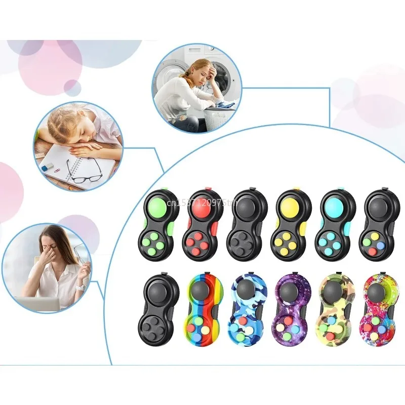 Fidget Pad with 8 Fidget Functions, Fidget Controller Stress Reducer Toy Cube Relieves Stress and Anxiety Toys