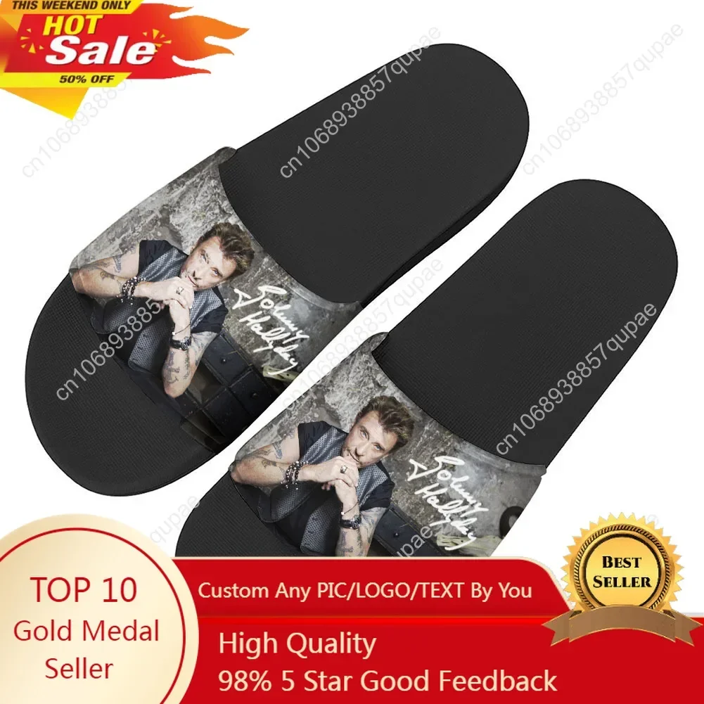 Johnny Hallyday Slippers Home Water Shoes Star Singer Men Women Teenagers Beach Pool Sandals High Quality Custom Summer Slipper
