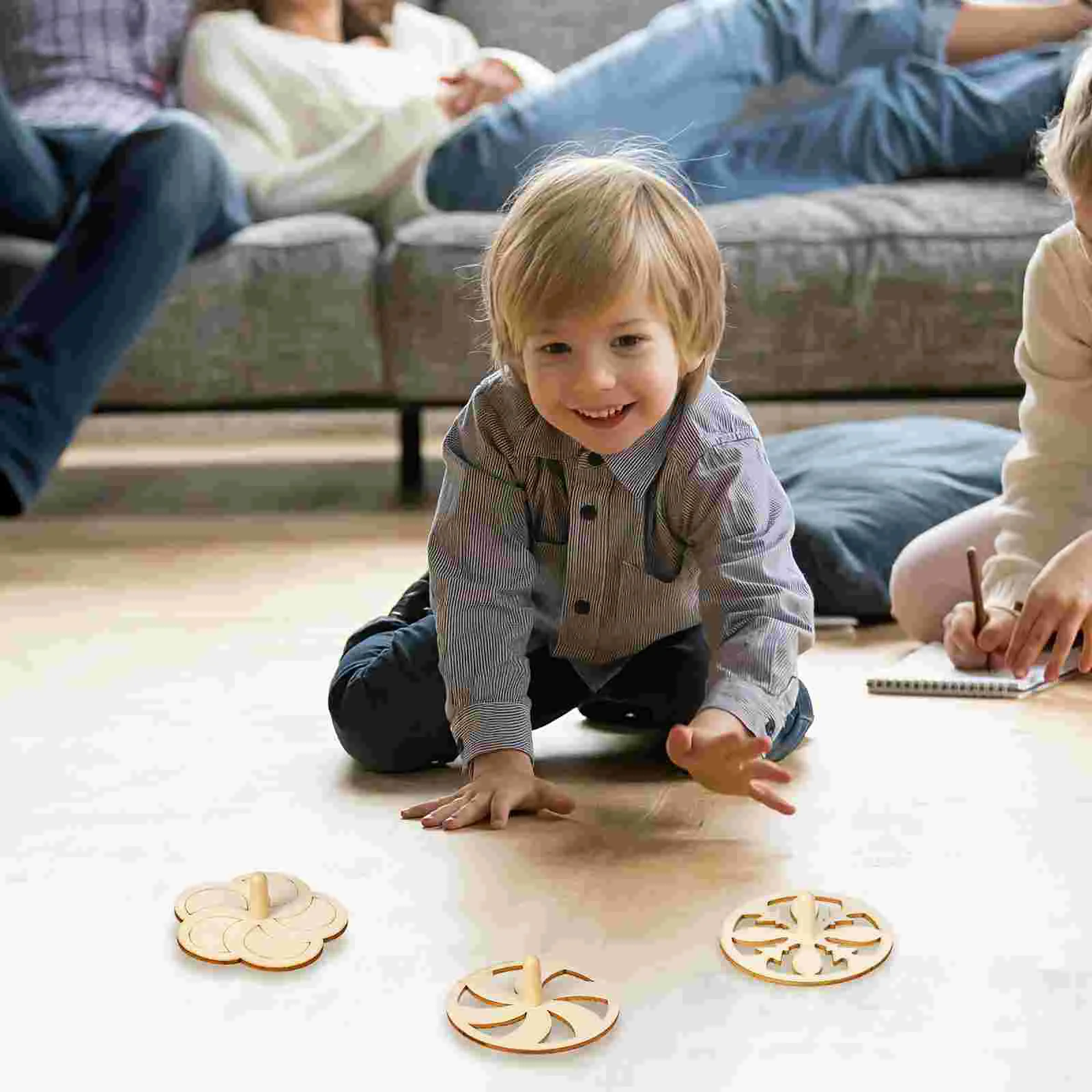 20 Pcs Wooden Spinning Top Toy Kids Gyroscope Jigsaw Puzzles for Adults Blank DIY Hollow Child Toddler