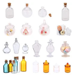 1PC 1:12 Dollhouse Miniature Glass Candy Jar Vintage Striped Jar Candy Bottle Model Toys Furniture Doll house Decor Accessories