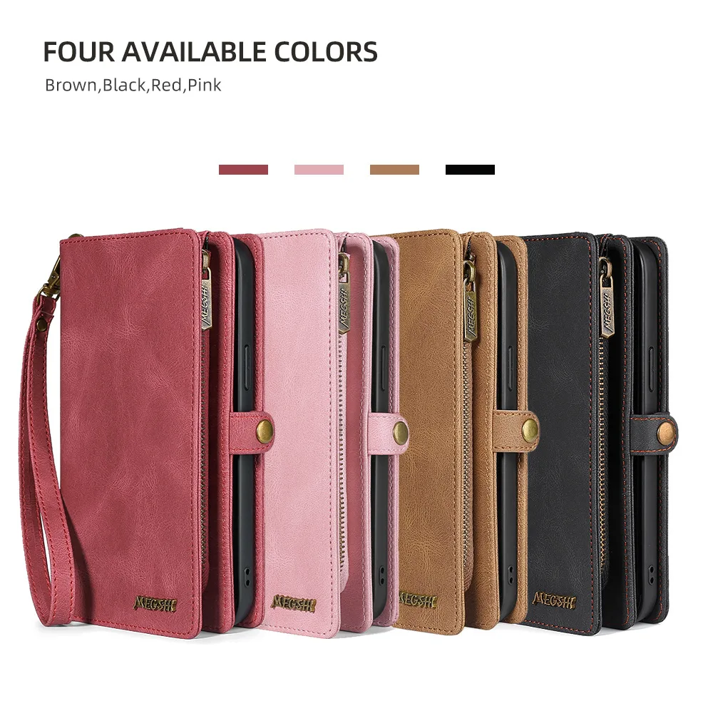 Megshi Wallet Leather All Inclusive Card Pocket Phone Cases For Google Pixel 9 7A 6A 8 7 6 Pro Cover Case Bag