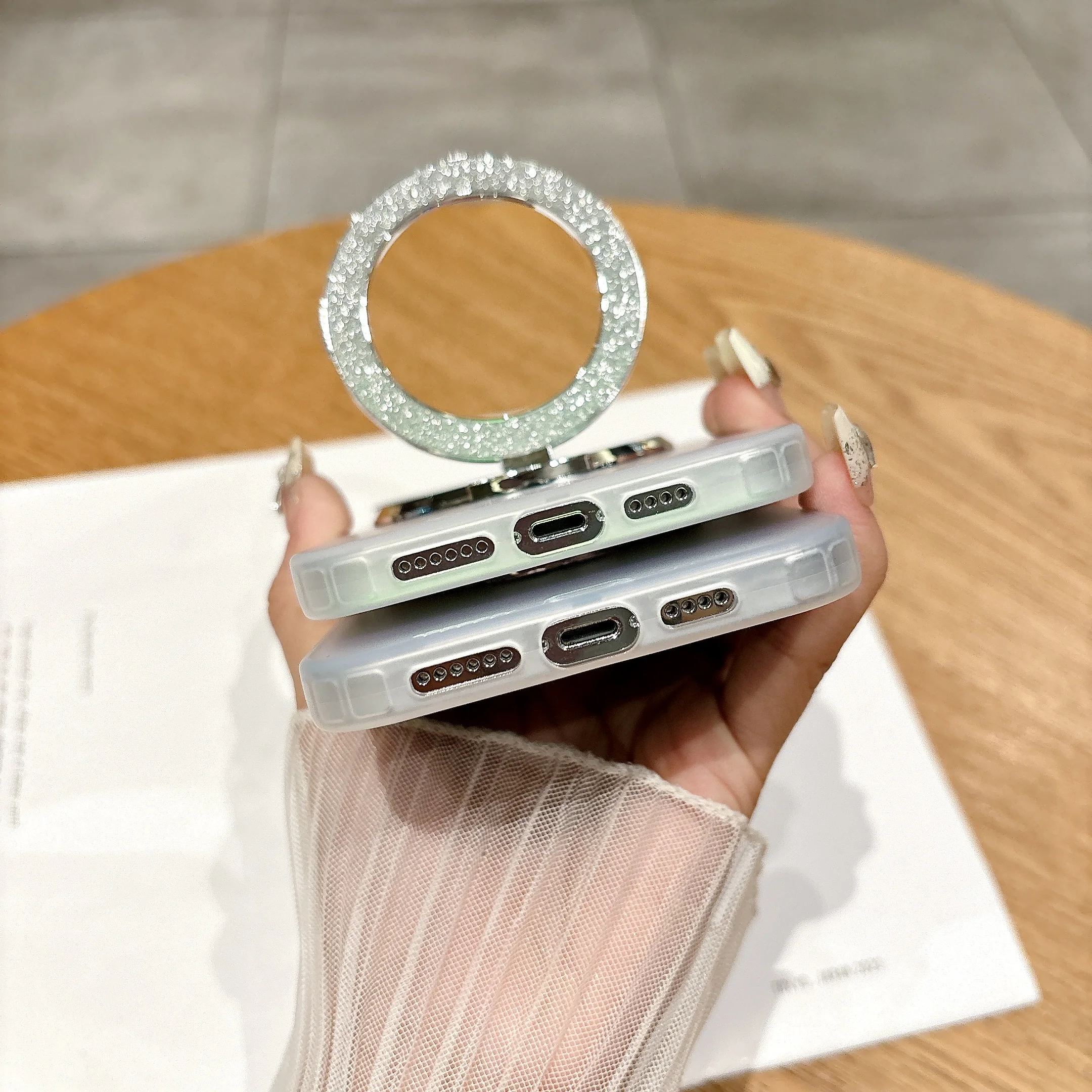 مع حافظة دعم غير مرئية جذابة مغناطيسية لهاتف آيفون 17 16 15 14 غطاء هاتف 15 14 13 Pro MAX صلب مقاوم للصدمات خلفي Funda #6