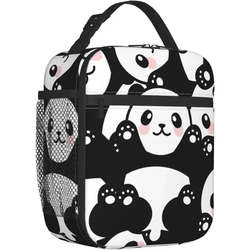 Panda Print Lunchbox Reusable Insulated Lunch Bag for Boys, Girls, School, Men, Women, Picnic Trips, Hiking