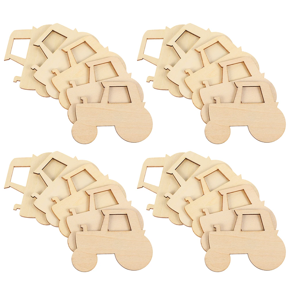 

40pcs Wooden Tractor DIY Craft Paint Kit Kids Unfinished Wood Cutouts Blocks Sheets Pieces Graffiti Accessories Blank Slices