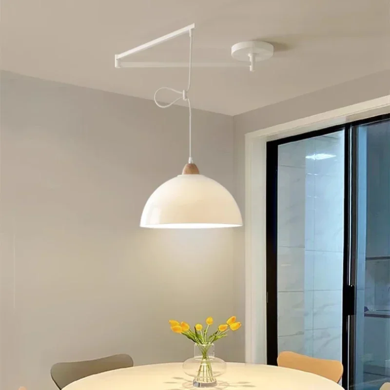 TechHPNordic Long Pole Swing Arm Pendant Light Modern Indoor Adjustable Rotating Long Arm Light