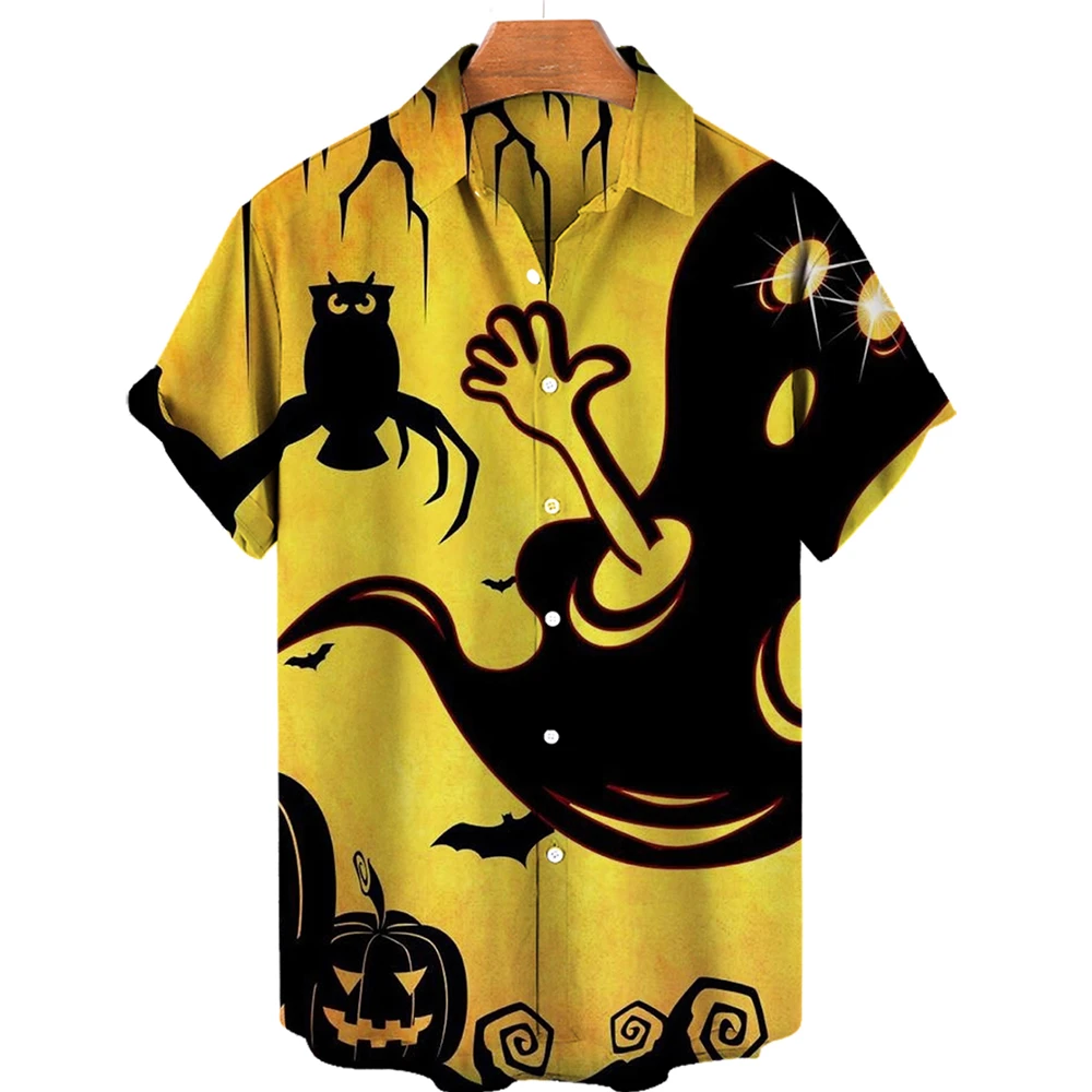 Camisa Hawaiana Con Solapa Para hombre, De Manga Corta En 3d Fiesta vacaciones, playa, Halloween, 2024