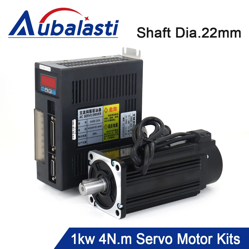 Aubalasti 1KW AC Servo Motor Kits 80ST-M04025 4N.m 220V 2500RPM Permanent Magnet Match Driver AASD-20A for CNC Engraver Machine