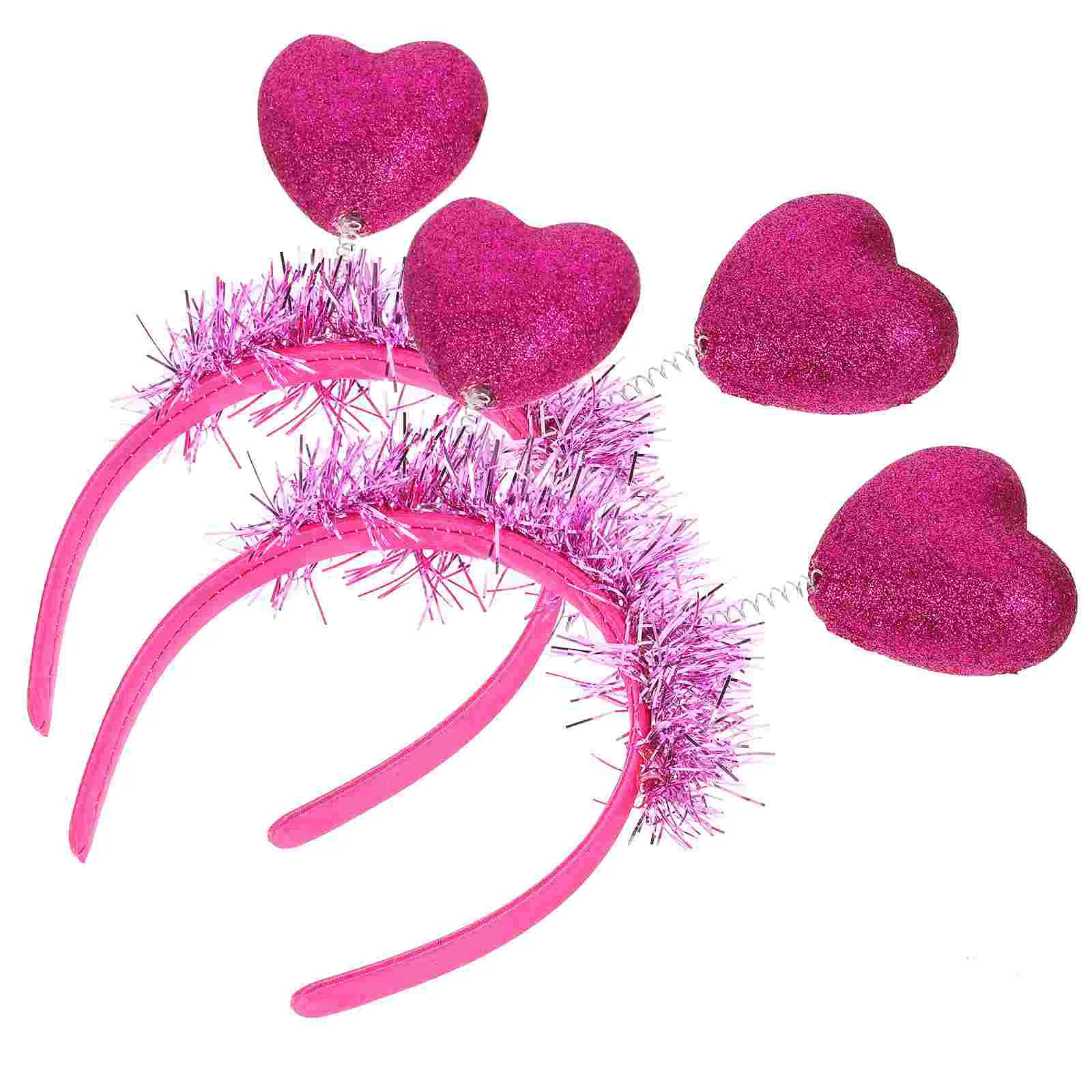 

2 Pcs Love Headband Props Valentine's Day Hair Hoop Photo Wedding Decor Party Hairband Holiday Accessories