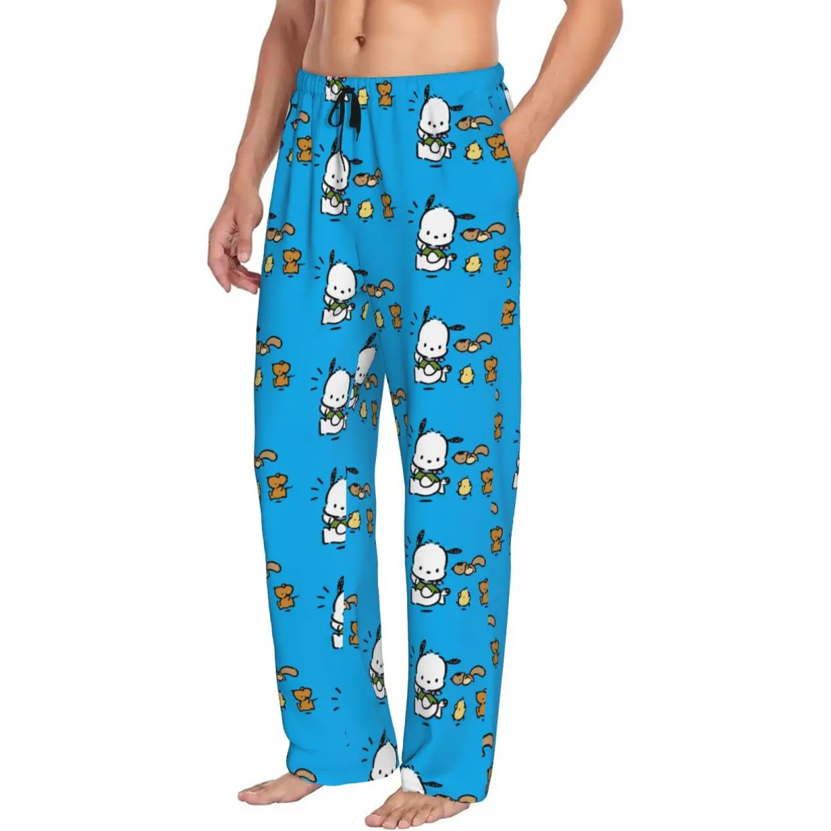 Custom Printed Pochacco Pajama Pants Men's Comic Hot Sleep Sleepwear Bottoms with Pockets