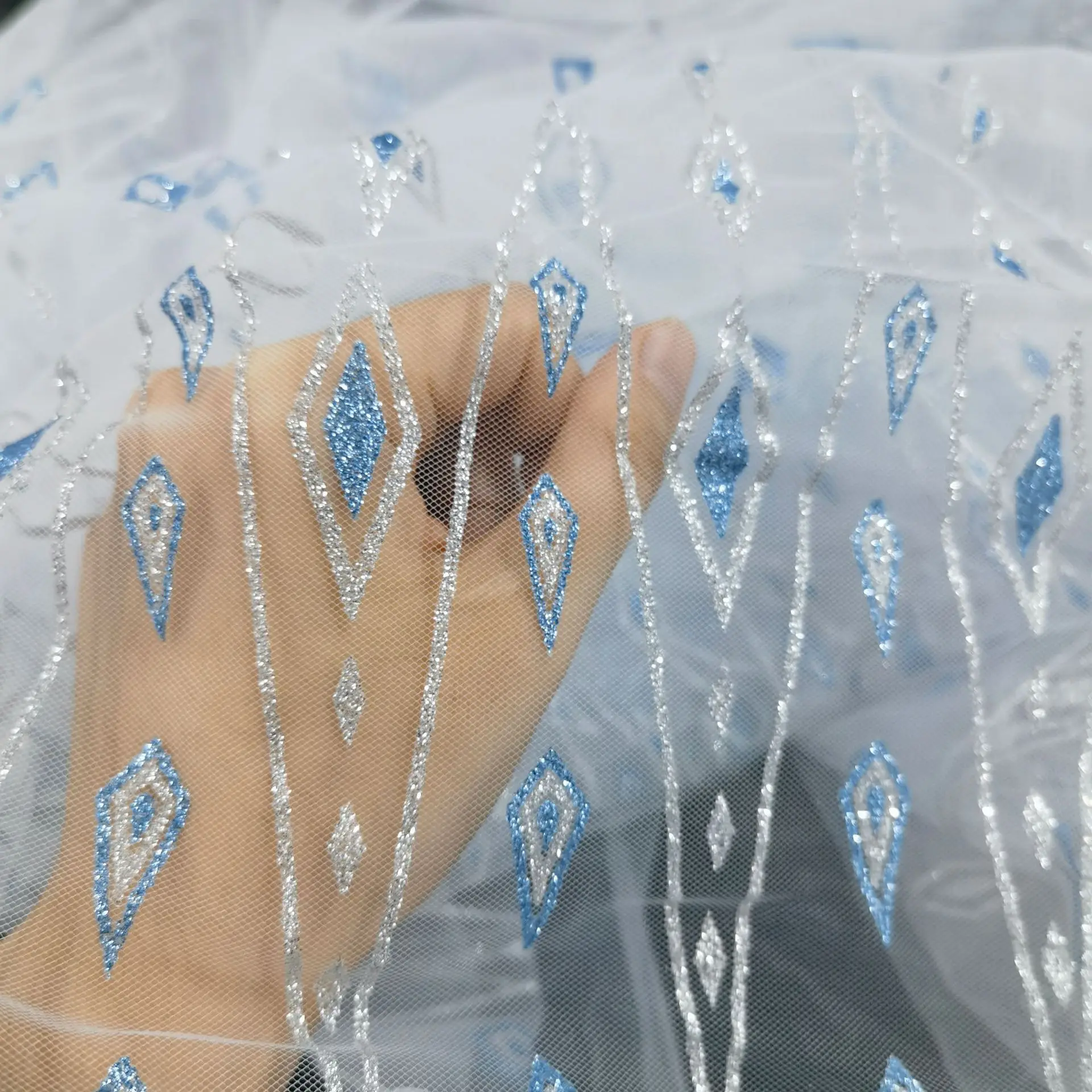 Two-Tone Gold Snowflake Tulle Fabric Mesh Sewing Cloth for Girls Princess Dress Kids Half Skirt Party Outfit DIY Material