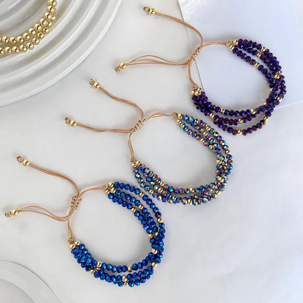 ZGMXR Rice bead bracelet Crystal Multiple layers Adjustable Bohemia Woman Fashion Simple Hand-woven Beaded bracelet