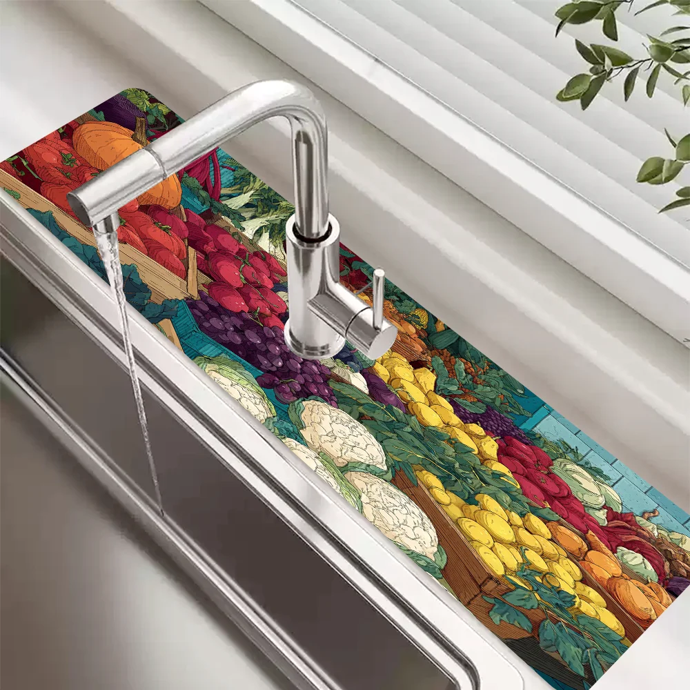 

Cartoon Fruits Faucet Mat for Kitchen Sink Protectors Kitchen Accessories Rubber Mat Splash Guard, Bathroom Faucet Mat