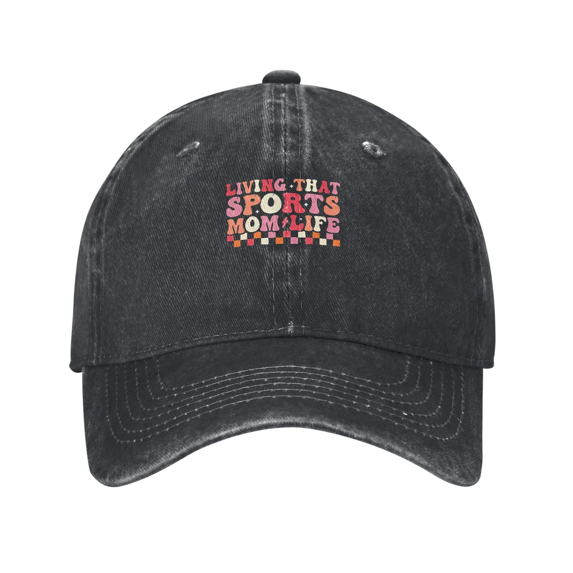Fashion Retro Groovy Sports Mom Life Checkerboard baseball cap  Couples Going Out Baseball Cap