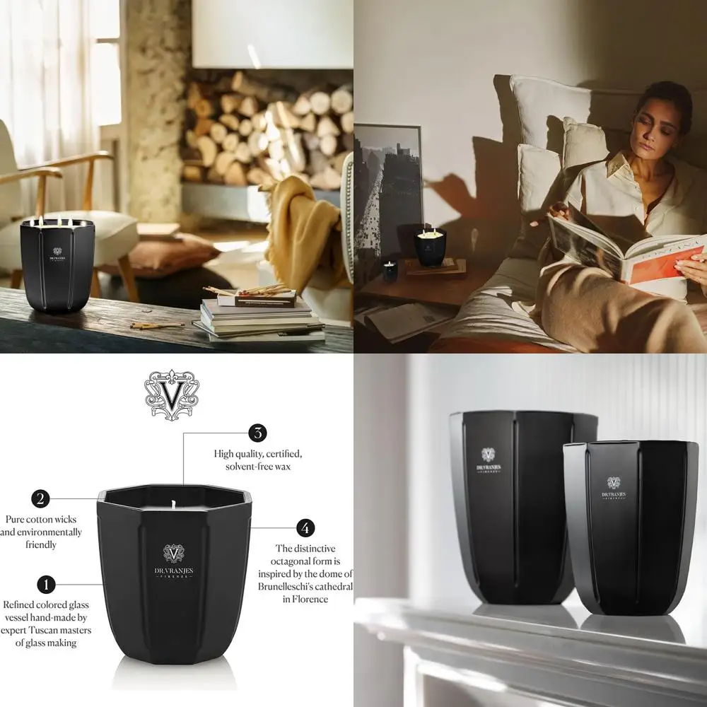 

- Decorative Candle Onice - Ambra 200 g / 7 oz, Scented Candle, Refined Colored Glass Vessel Hand-Made, Octagonal Form, Color Bl