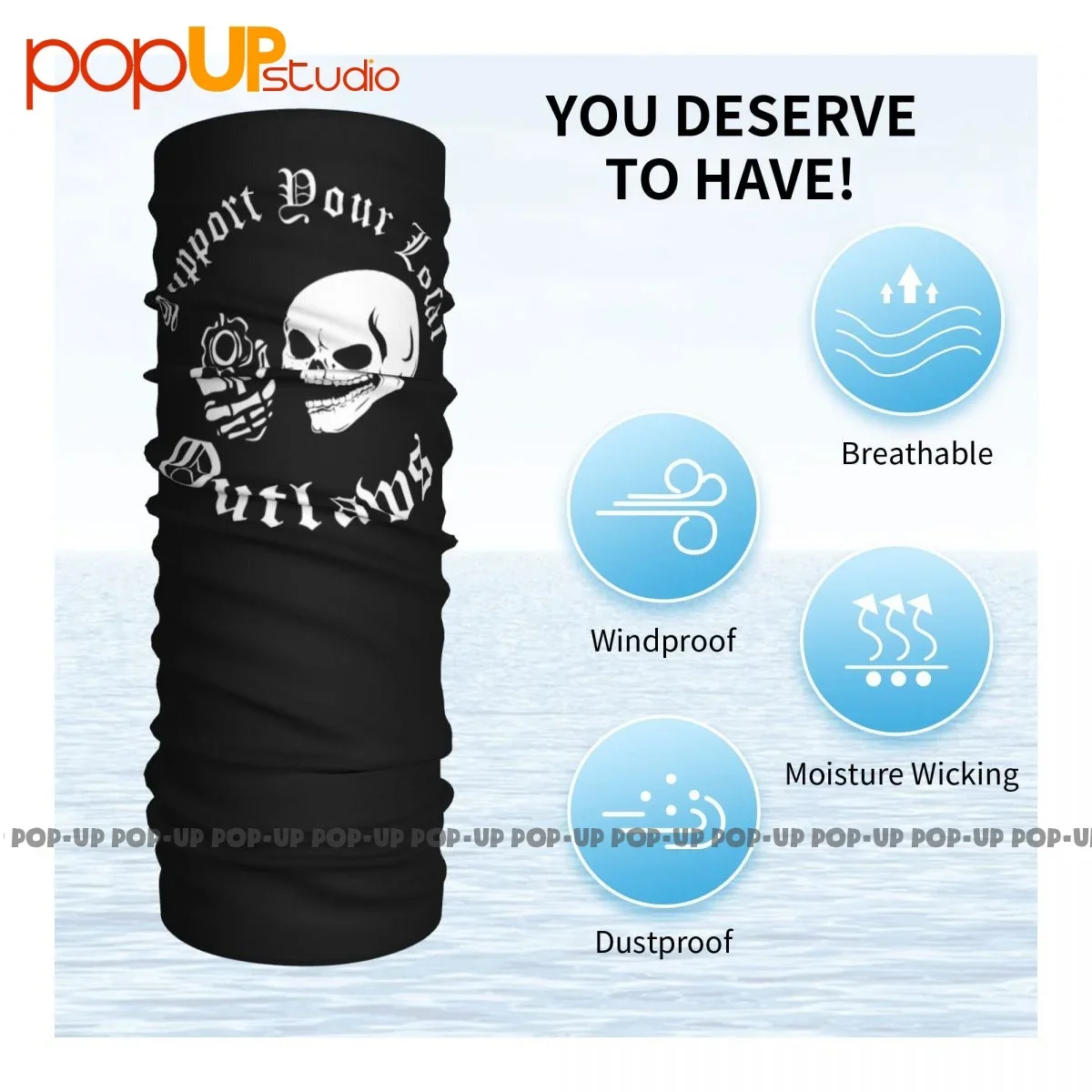 S Support Your Local Outlaws Biker Motorcycle Mc Skull Neck Gaiter Bandana Scarf Face Mask