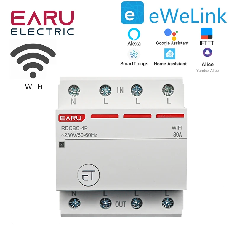 eWelink App Three Phase WiFi Circuit Breaker Smart Time Timer Relay Switch Voice Remote Control Smart House Alexa Google Home