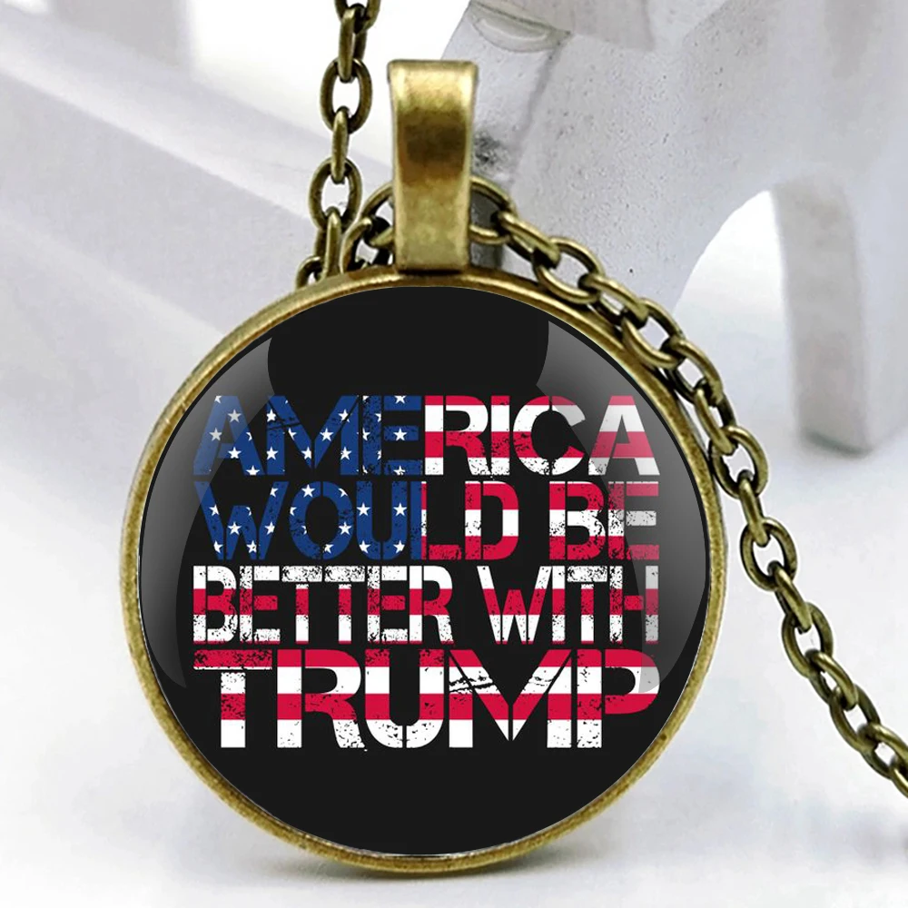 Victory TRUMP 2024 Fashion Accessory Glass Dome Pendant Necklaces Women Men Jewelry Accessories Unique Gift for Men