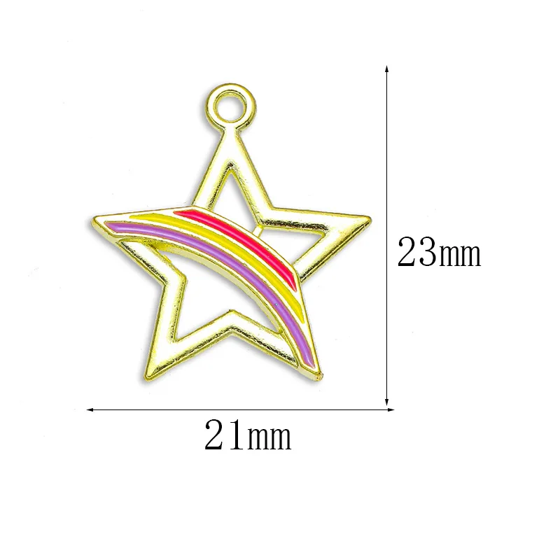 20 pcs/lot Fashion Alloy Enamel Gold Star Pendant Accessories Charms for Women, Earrings/Necklace Handmade DIY Jewelry