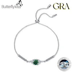 Butterflykiss 1Carat Real Moissanite Adjustable Bracelet Star Flower Brilliant 925 Solid Silver Hand Jewelry Pass Diamond Tester