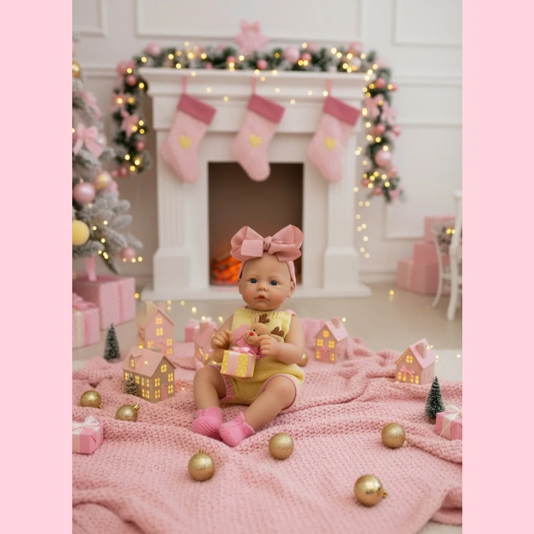 13Inch Can Open Mouth Meadow With 2 Clothes Solid Silicone Bebe Reborn Girl  Painted Skin Handmade Lifelike Newborn Baby Dolls