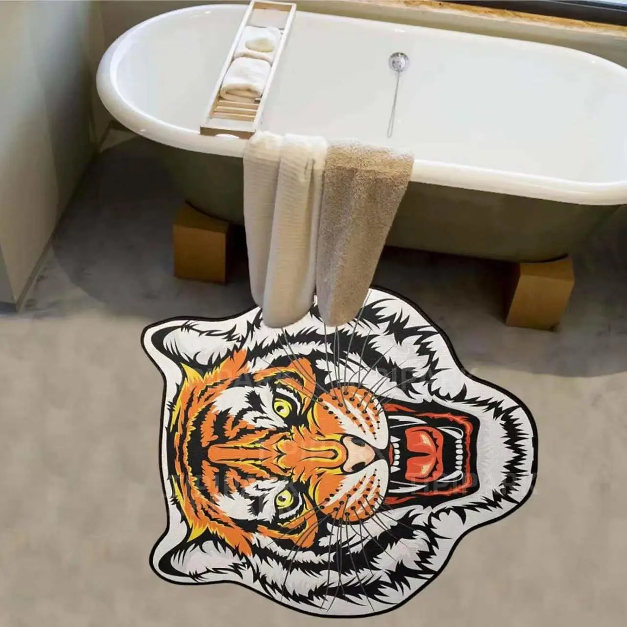 2024 Mighty Tiger Head Door Rug Crystal Velvet Anti-dirty Anti-slip Floor Mat for Boys Bedroom Bathroom Foot Cushion Men Gifts