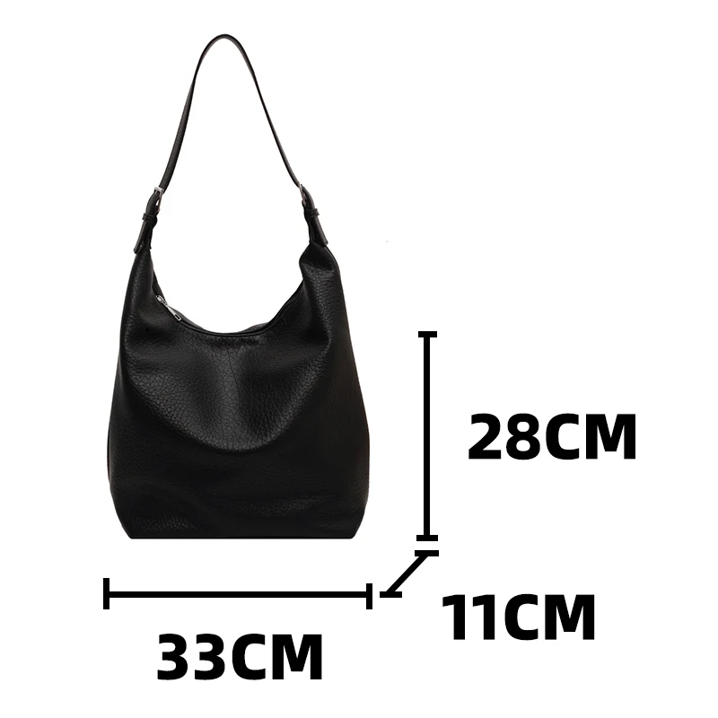 Women\'s Armpit Hobos Shoulder Bag Black Stylish Female Large Pu Leather Commuter Bags Quality Aesthetic Ladies Original Handbag