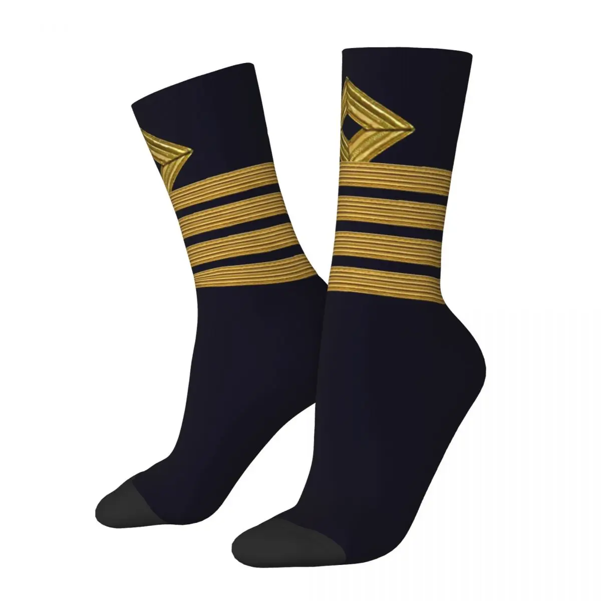 Colorful Marine Officer On Duty Stripes Sports Socks Polyester Middle Tube Socks for Unisex Non-slip