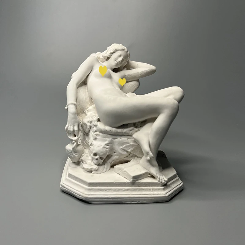 

Vintage Relief White Plaster Naked Woman Sculpture Crafts Entrance Ornament Art Roman Character Statue Gift Living Room Decor