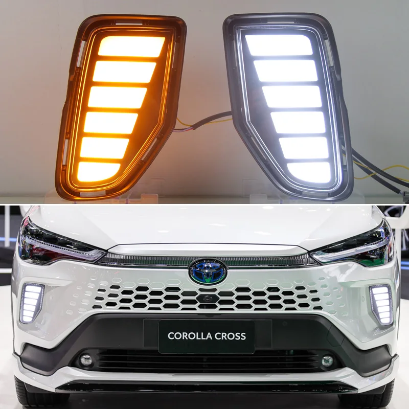 For Toyota Corolla Cross 2024-2025 Dynamic Turn Signal Waterproof Car DRL 12V LED Daytime Running Light LED Fog Lamp Decoration