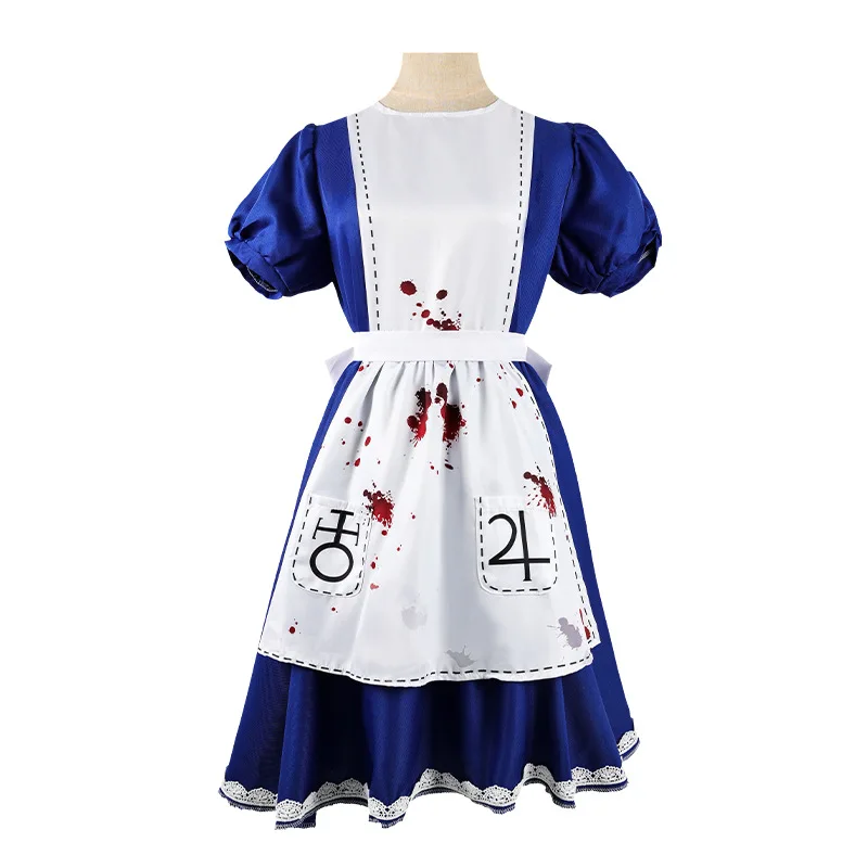 อะนิเมะ Alice Madness ชุดแม่บ้านถุงเท้าเกม Madness Returns Alice คอสเพลย์เครื่องแต่งกายสําหรับหญิงสาวคอสเพลย์ปาร์ตี้ฮาโลวีน