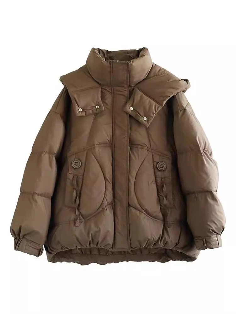 여성 후드 푸퍼 재킷 2025 신상 겨울 90% 화이트 덕다운 코트 두꺼운 따뜻한 숏 파카 여성 캐주얼 오버코트 아우터