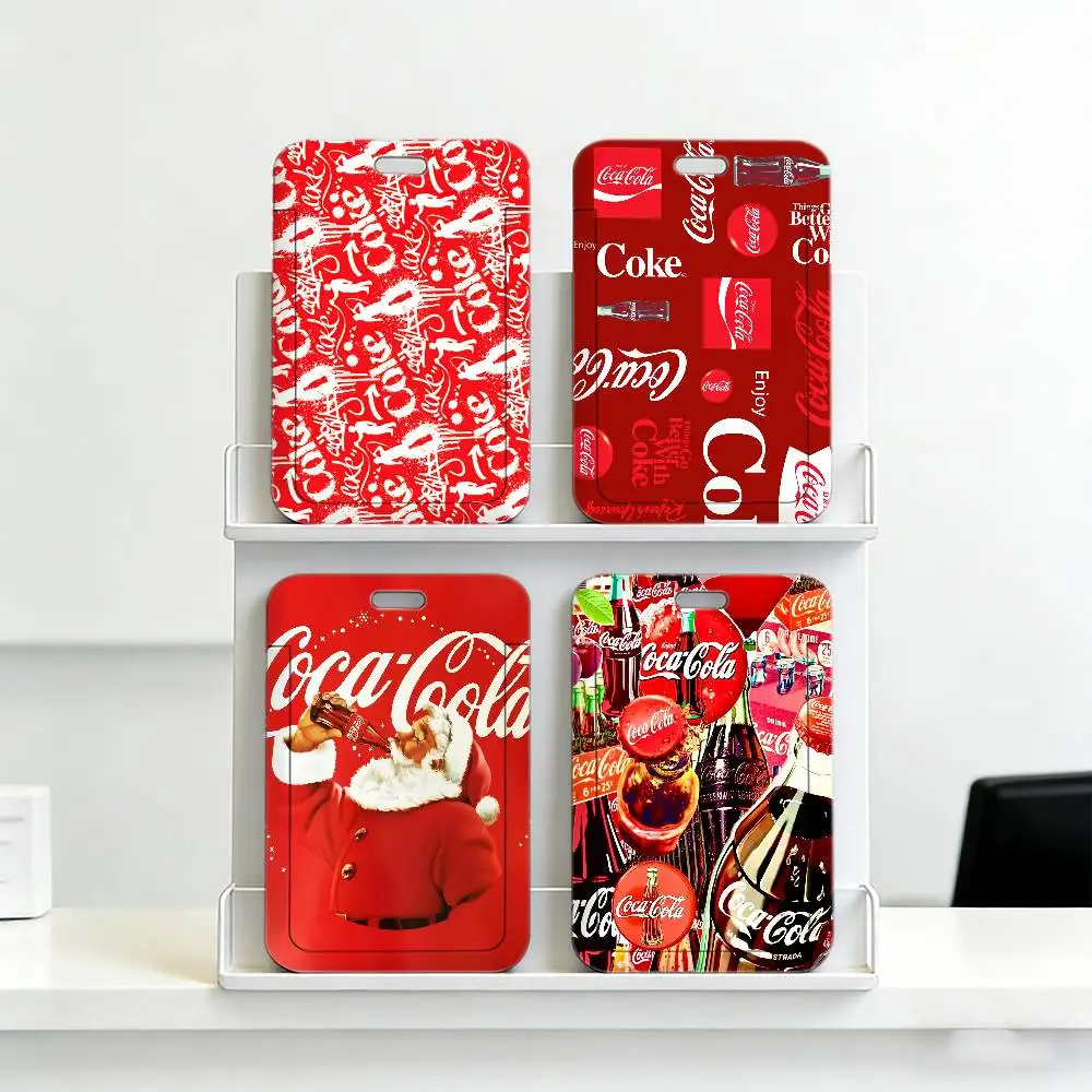 Art C-Coca-Cola Comfortable Neck Strap Lanyard with Transparent ID Card Holder, Durable Card Cover for Employee Office Badge.