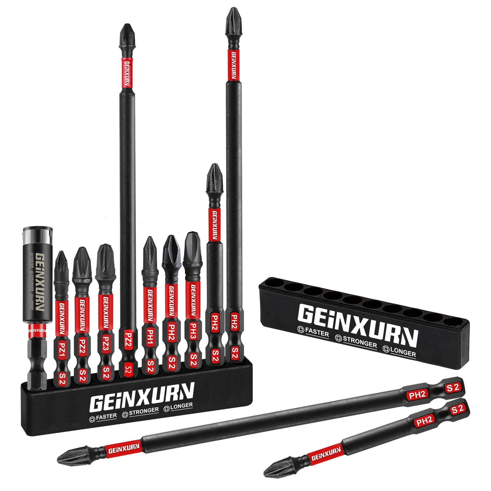 Geinxurn Mixed 2\'\'/3\'\'/6\'\'Impact X50 Power Driver bit set ,S2 Alloy Steel Bit with 2.36\'\'Bit Holder and Storage Organizer
