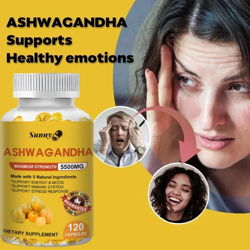 Ashwagandha Supplement Capsules - High Strength Extract - Relieves Stress and Anxiety, Helps Mood, Immunity, Energy