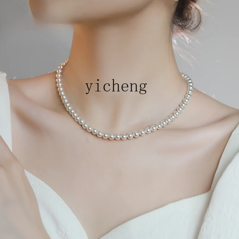 HSN pearl necklace women's light luxury niche round millet bead collarbone neck chain jewelry