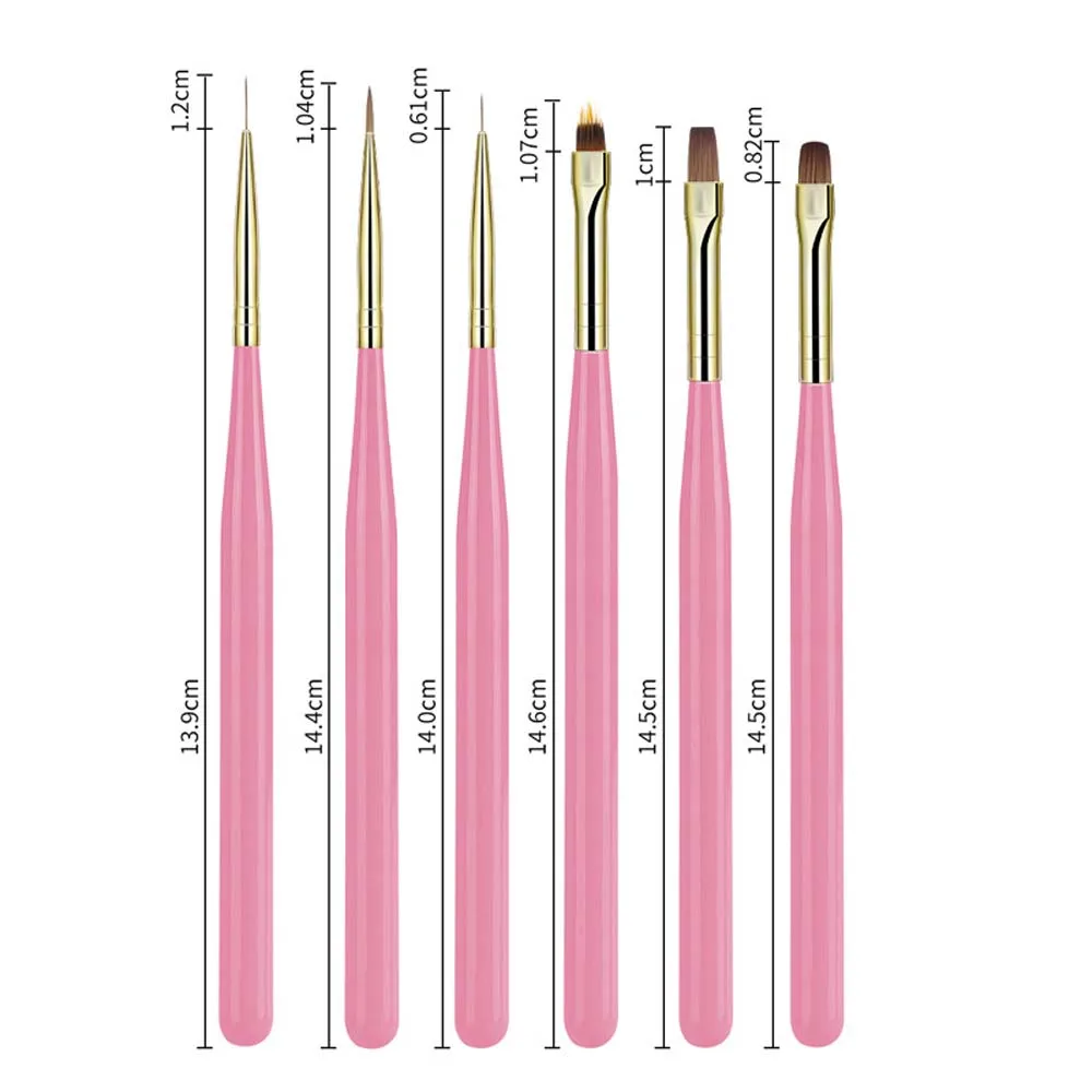 6Pcs/set Liquid Powder Drawing Nail Painting Brushes Set Glue Phototherapy Pens DIY Pull Wire Nail Drawing Pen UV Gel Extension