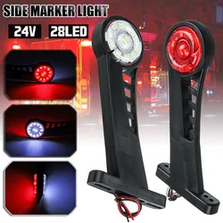 2pcs Side Marker Light Red & White 24v 28 Led Vibrate-Proof Waterproof Lamp Trailer Truck Side Maker Light для грузовика