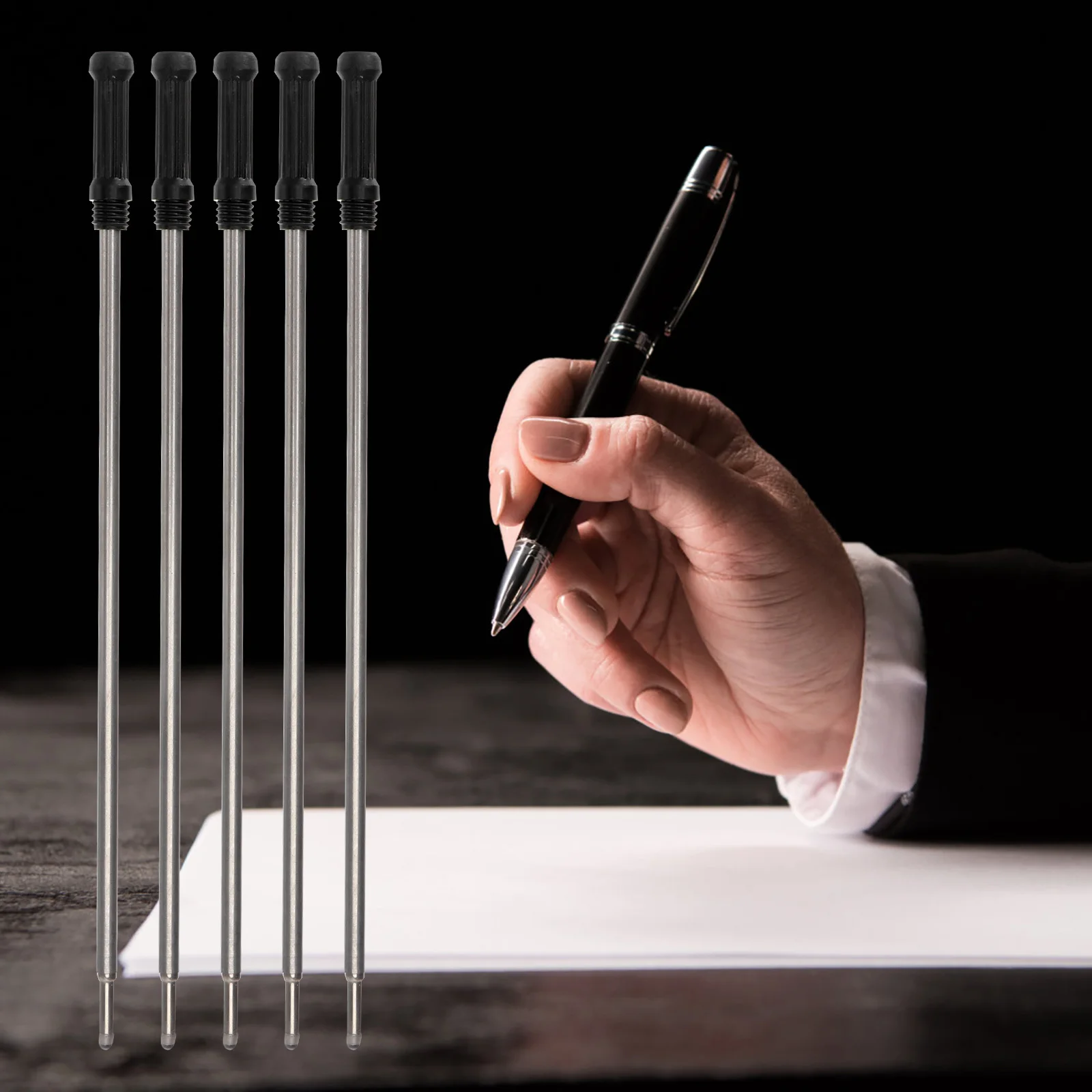 

20Pcs Ballpoint Pen Refills Black Ink Metal 115mm Fine Point Smooth Writing Standard for Cross and Brand Pens Pen Refill