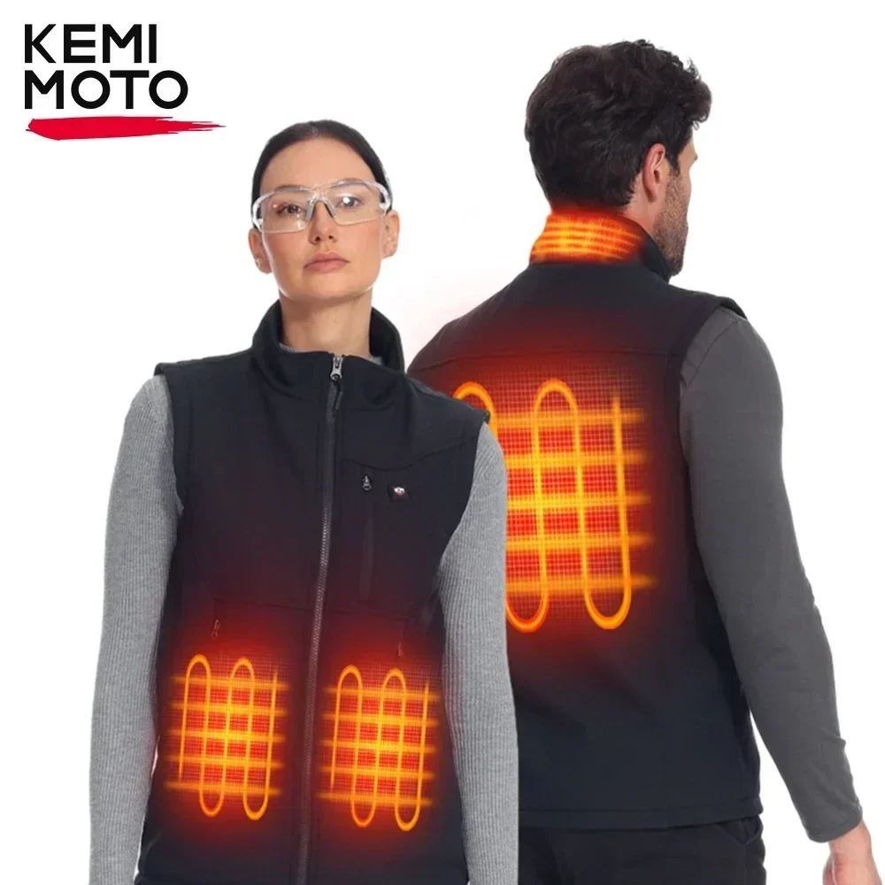 

KEMIMOTO Heated Vest Men for UTV ATV Gear 6 Heating Areas Winter Warm Jacket 10000mAh Power Bank APP Control Outdoor Adventure