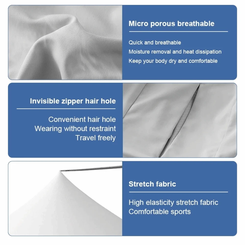 Ropa de protección solar de tela elástica, ropa de protección UV transpirable de secado rápido con sombrero grande, ropa de abrigo fina Anti-UV