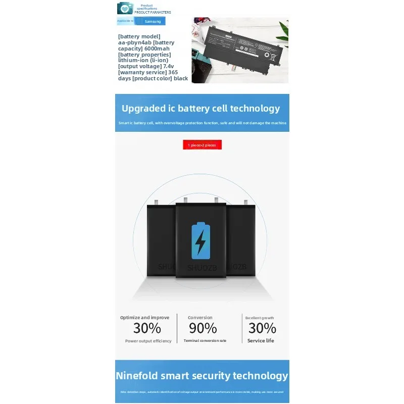 Para samsung 530u 530u3c 535u3c 532u3x bateria do portátil AA-PBYN4AB bateria de alta capacidade baterias de substituição de alta qualidade