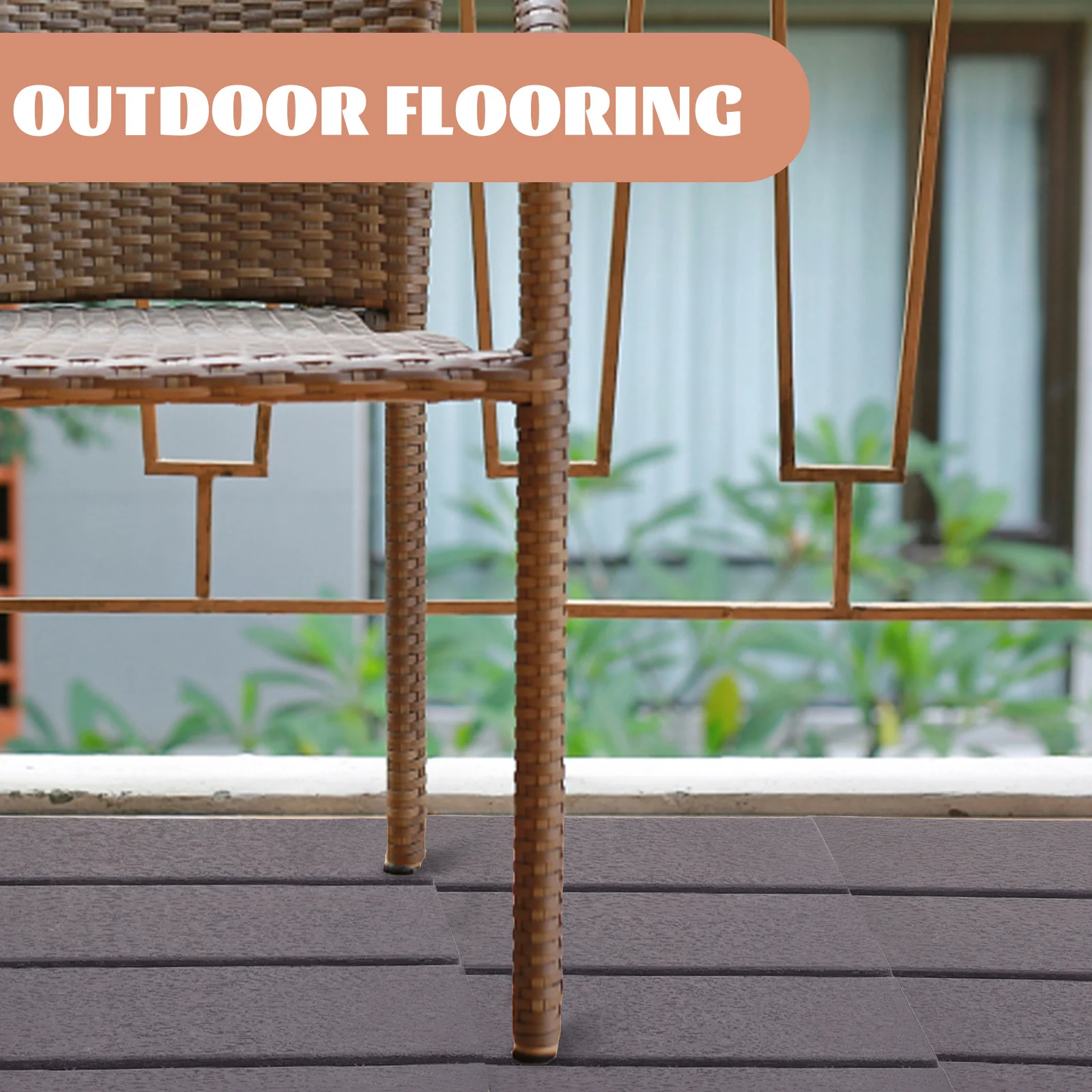 4 قطعة بلاط سطح الخشب التقليد أرضية شرفة قوية تغطي نفاذية المياه مقاومة للأشعة فوق البنفسجية المتشابكة بلاط التزيين #3