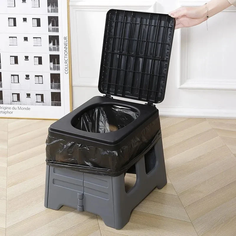 

Складной унитаз для кемпинга на открытом воздухе с крышкой Складной уличный туалет для лагеря Многофункциональное сиденье для унитаза на открытом воздухе для чрезвычайных ситуаций