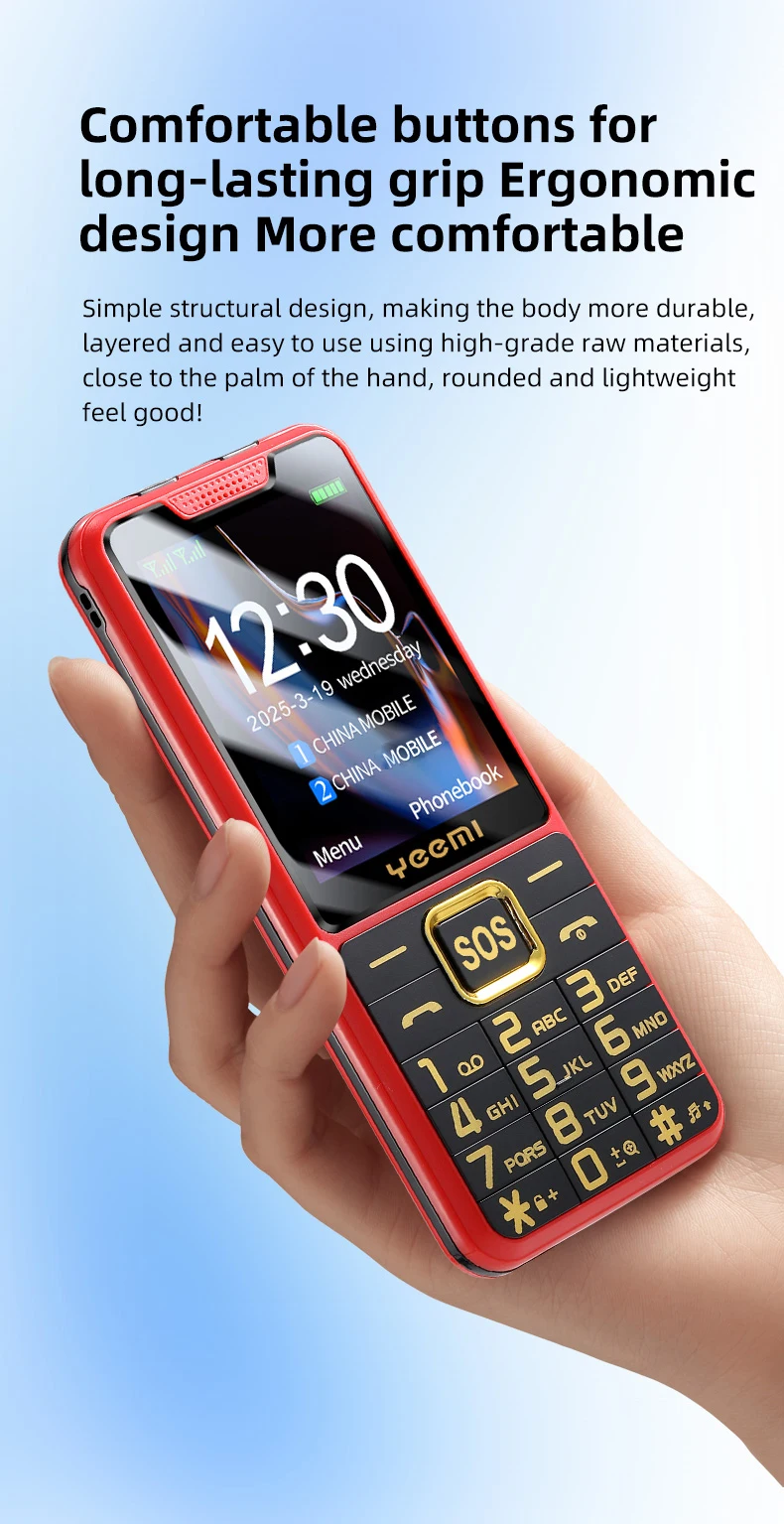 YEEMI K3 Super Thin Mobile Phone 2.4inch HD Screen GSM 2G Dual SIM Card Long Standby Flashlight Camera Type-C Button Phone