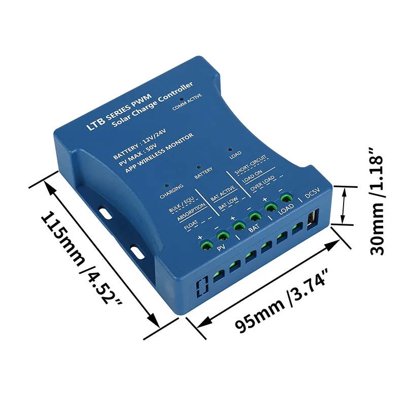 

High Quality 20A Solar Charge Controller 12V/24V Automatic Adaptation Bluetooth Mobile Regulator for Lead-Acid, Lithium Iron Ion