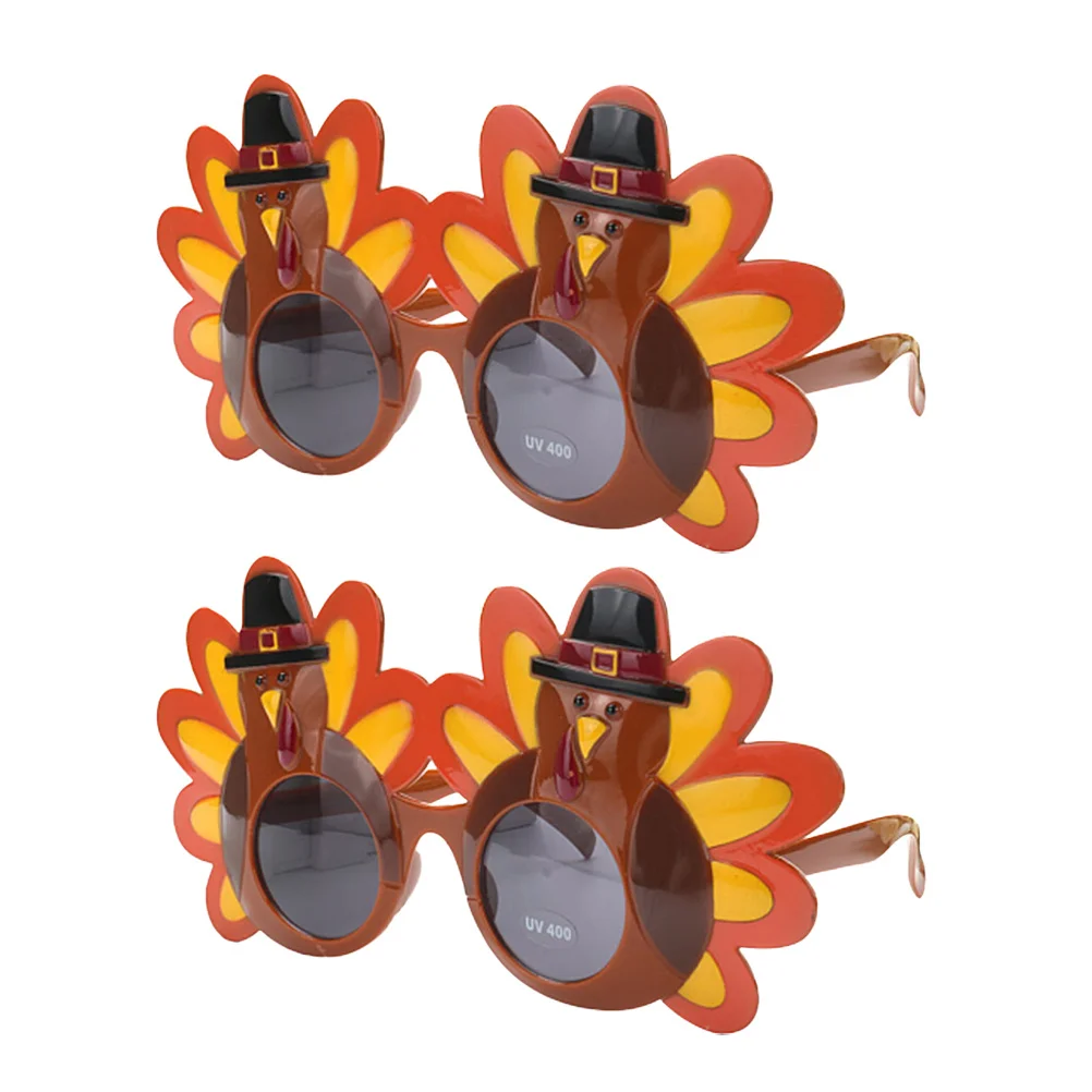 

2Pcs Creative Turkey Man Party Glasses Lightweight Cartoon Sunglasses Thanksgiving Costume Eyeglasses Funny Party Eyewear