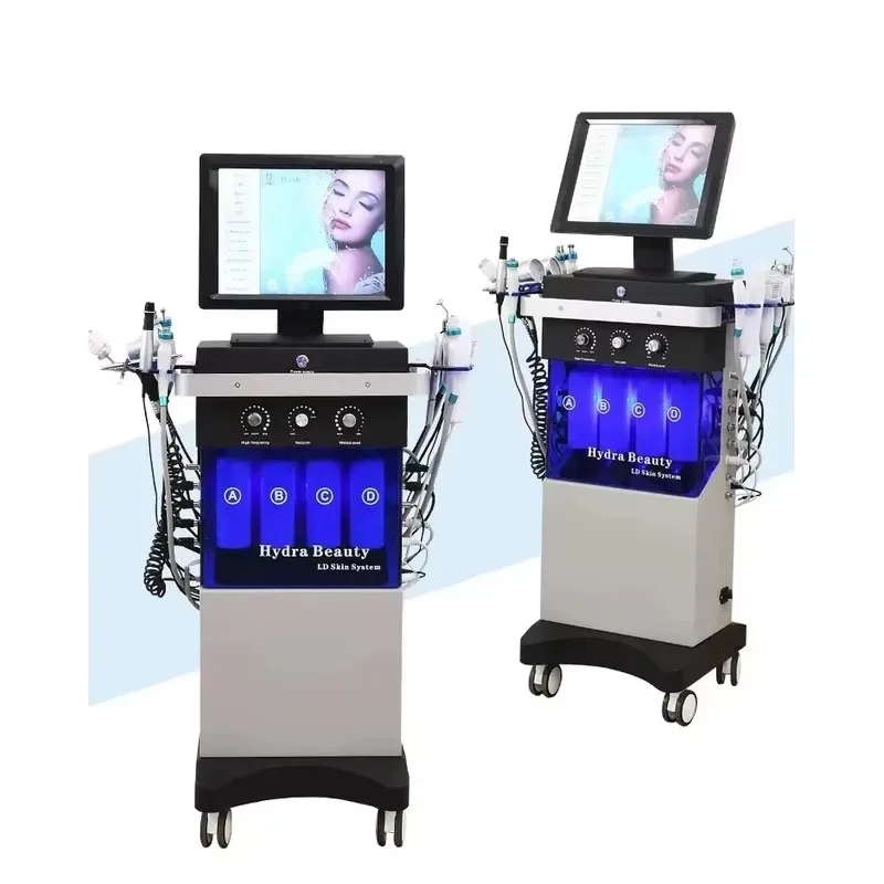 حار بيع 14 في 1 الماس تقشير آلة الوجه المياه النفاثة أكوا الوجه فراغ العناية بالبشرة تنظيف رفع فقاعة سبا