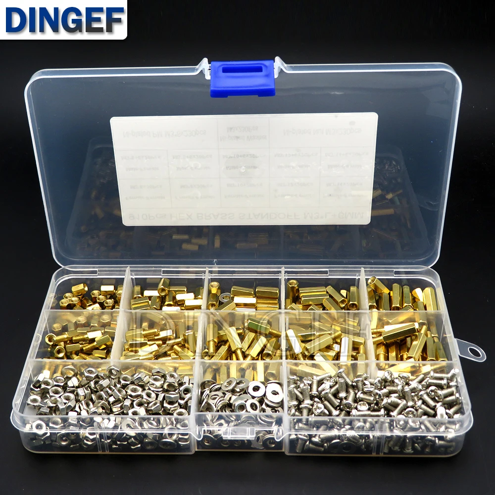

910PCS M3 Solid Brass Copper PCB Board Hex Hexagon Standoff Pillar Spacer Column Screw Nut Assortment Kit Set